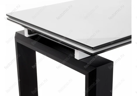 Стеклянный стол Woodville Давос белый / венге 462082