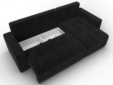 Диван угловой Лига-122 угол универсальный (ДСП,Брус,Велюр/Черный) Лига Диванов 137607