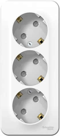 Розетка накладная тройная с заземлением и шторками (белый) Systeme Electric Blanca BLNRA011311
