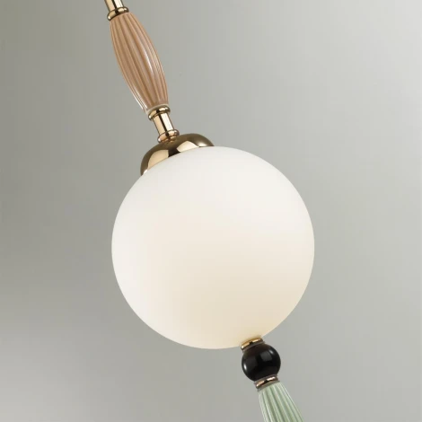Подвесной светильник Odeon Light Palle 5405/1 золотой/коричневый/зеленый/белый матов./металл/керамика/стекло E14 1*40W (220V, подвески, на проводе, шар)