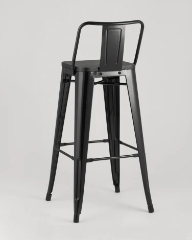 Стул барный Stool Group TOLIX WOOD со спинкой черный глянцевый УТ000000676