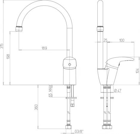 Смеситель Paini Sicily 6344570PNLMKM для кухонной мойки