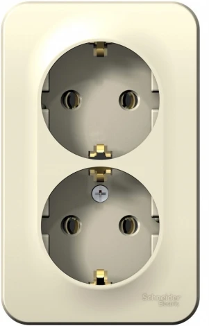 Розетка накладная двойная с заземлением (молочный) Systeme Electric Blanca BLNRA010202