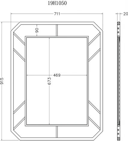 Зеркало прямоугольное в метал. раме цвет золото 71*91*2см Garda Decor арт.KFG081