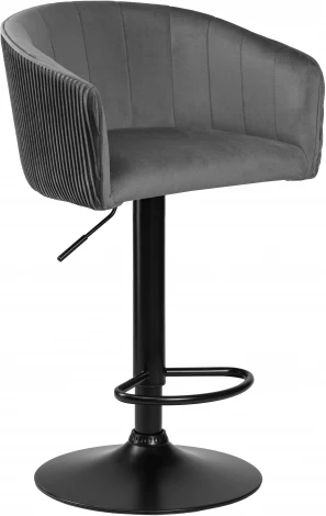 Стул барный DOBRIN DARCY BLACK (серый велюр (1922-19)) 5025_BlackBase-LM BLACK, цвет сиденья серый (1922-19), основания черное