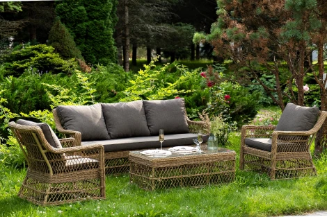 "Гранд Латте" лаунж-зона из искусственного ротанга, цвет соломенный 4SIS арт.УТ-00000564