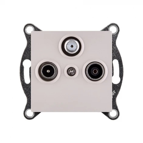 Розетка тройная TV (мама) + TV (папа) + спутниковая SAT кашемир матовый Kollinger REA-036CM для Aspekt, Eleganz, Reflex