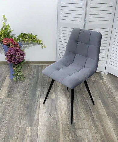 Стул CHILLI-Q серый #27, велюр / черный каркас, 4 шт/ 1 к
