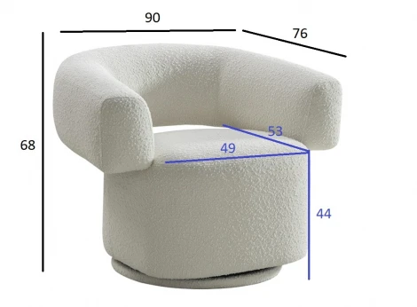 87YY-23071 Кресло поворотное Lugano букле белое 90*76*68см Garda Decor