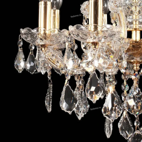 Люстра подвесная хрустальная Crystal Lux Ines, 8 ламп , золото с прозрачным