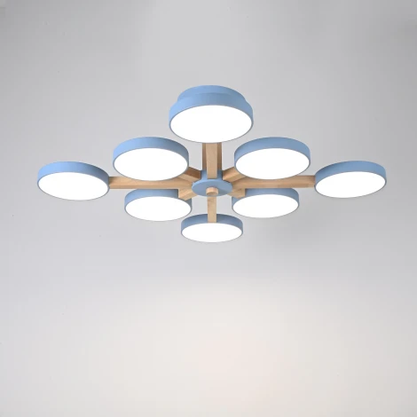 Потолочная люстра Wi-Fi на штанге Turna L8 Blue By ImperiumLoft Turna-B01 (LED, 220V, голосовое управление, умный дом - Алиса)