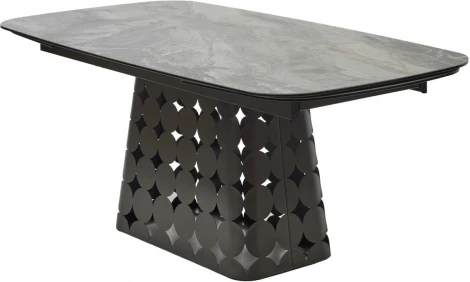 Стол M-City MAGNUS 180 KL-80 Серый мрамор, итальянская керамика / Темно-серый каркас