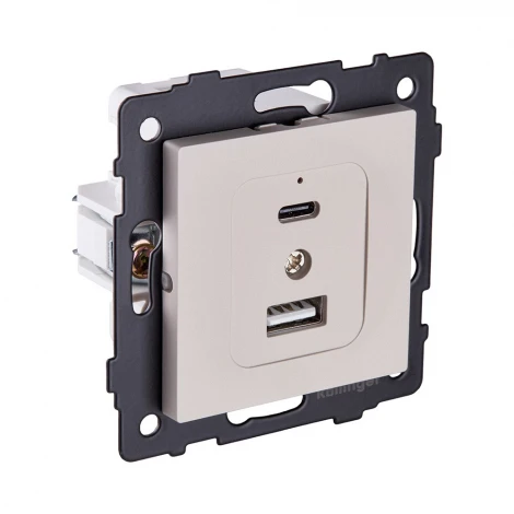 Розетка USB A+C 20W кашемир матовый Kollinger REA-037CM для Aspekt, Eleganz, Reflex