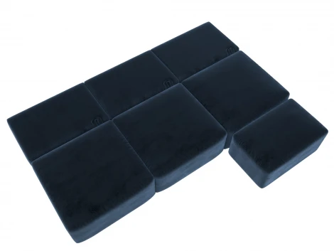 Диван угловой модульный с пуфом Лига-060 НПБ Лонг угол универсальный (ЛДСП,Брус,Фанера/Пластик/Велюр/Синий) Лига Диванов 129514