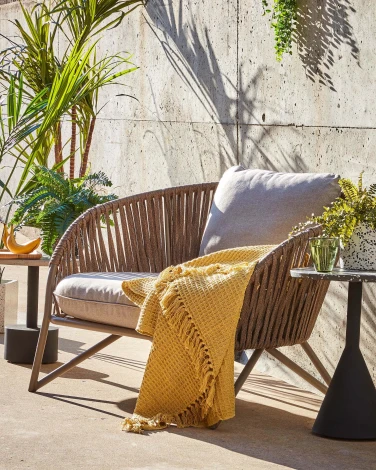 Стол уличный La Forma (ex Julia Grup) Delano (Черный/ Металл,Терраццо,Сталь)