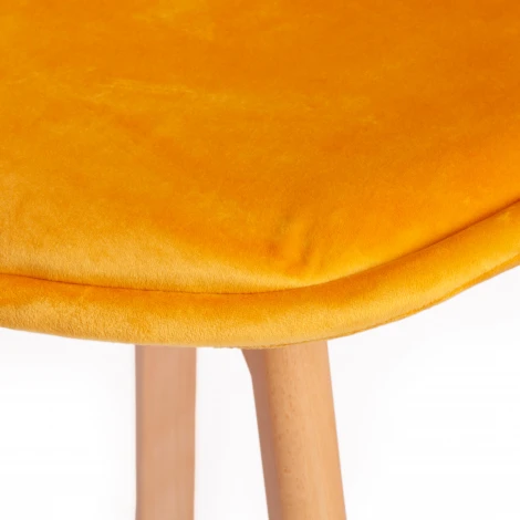 Стул TULIP SOFT (mod. 74) желтый (HLR 41)/натуральный (вельвет/дерево)