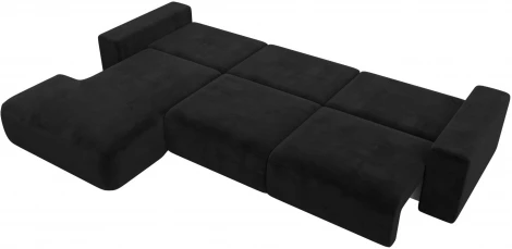 Диван угловой Лига-036 НПБ Классик Лонг левый угол (Черный/Велюр) Лига Диванов арт.121397L