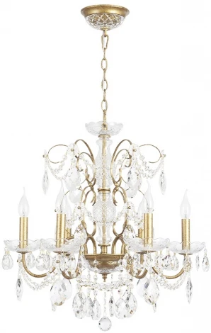 Подвесная люстра Crystal Lux ODELIS SP6 GOLD (220V, подвески, на цепи, подсвечник, свеча)