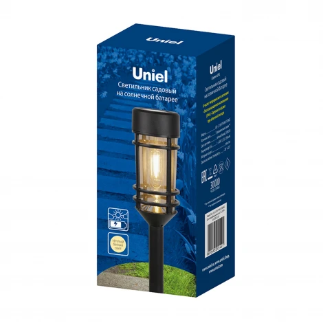 Садовый светильник на солнечной батарее «Винтаж», 1 филаментная лампа. Теплый белый свет. 1*ААA Ni-Mh аккумулятор в/к. IP44 Uniel USL-S-189/PT480 VINTAGE