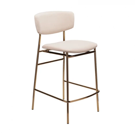 Стул полубарный Elle кремовый с золотыми ножками RF 0817