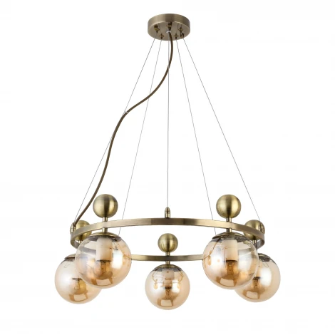 Подвесная люстра Evoluce Pechio SLE106303-05 (220V, на тросе, шарики, молекулы)