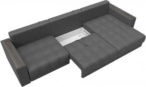 Диван угловой с декором Лига-049 НПБ Лонг Лига Диванов (Замша) арт.128513