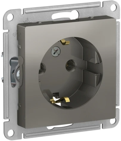 Розетка встраиваемая с заземлением (сталь) Systeme Electric AtlasDesign ATN000943