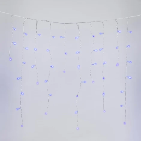 Бахрома светодиодная со статическим свечением, 6м. соединяемая, 200 светодиодов, синий свет. Провод прозрачный Uniel ULD-B6007-200/STK BLUE IP44