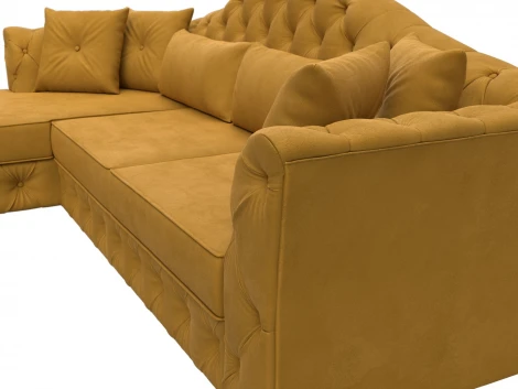 Диван угловой Артис левый угол (Брус,Рейка/Пластик/Велюр/Желтый) Лига Диванов 128024L