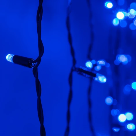 Гирлянда Занавес 2 x 2 м синий 220В, 400 LED, провод черный каучук 2,3мм, IP65 Laitcom ECO402-1-2B