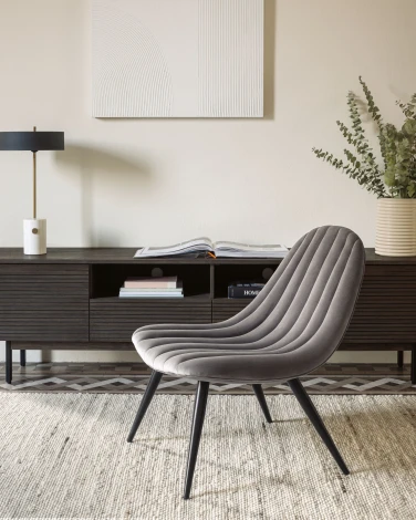 Тумба под телевизор La Forma (ex Julia Grup) Indiann (Черный,Серый/ Шпон,МДФ,Дерево,Акация)