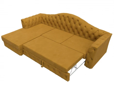 Диван угловой Артис левый угол (Брус,Рейка/Пластик/Велюр/Желтый) Лига Диванов 128024L