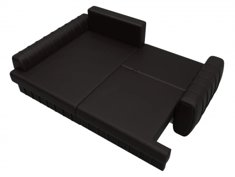 Диван угловой Лига-057 НПБ угол левый (ЛДСП,Брус,Фанера/Пластик/Экокожа/Коричневый) Лига Диванов 130033L