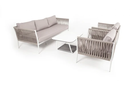 Лаунж-зона плетеная из роупа 5-местная, цвет серо-коричневый 4SIS Касабланка KASS3C2T-4-SET