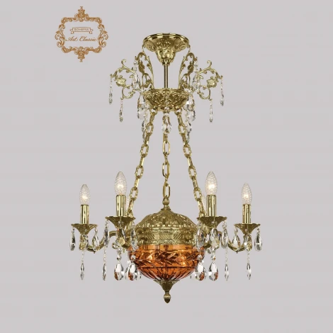 Подвесная люстра с хрустальными подвесками Art Classic 31.51 31.51.6.CK125SP.250SP.G.Sp.Amber.1D