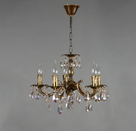 Подвесная люстра Ambiente by Brizzi Benisa 2226/5 PB Tear Drop (220V, хрусталь Asfour, на цепи, подсвечник, свеча)