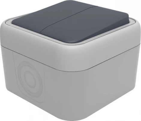 Переключатель 2-клавишный накладной, цвет серый IP55 Donel W55 DIP20840