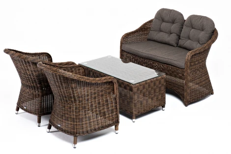 Лаунж-зона из искусственного ротанга, цвет коричневый 4SIS Равенна RS2C2T-4-SET brown
