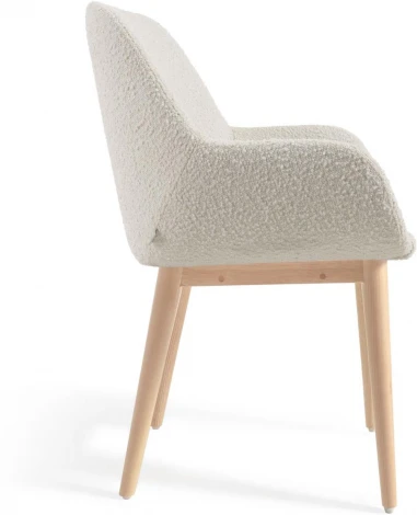 Стул Konna из белой ткани букле с ножками из массива ясеня La Forma (ex Julia Grup) арт.110294