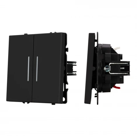 Механизм выключателя двухклавишный проходной LED SWT-NOBE-MKP2-SFPL-L-BK (230V, 10A) (Arlight) 054267