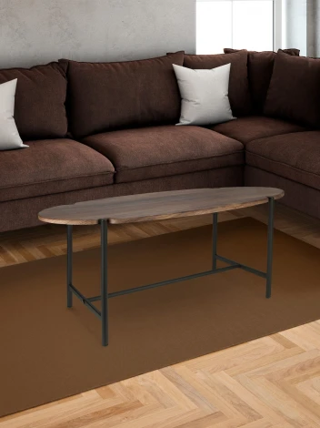 Стол журнальный МеталлАрт М025 коричневый дуб/черный Mebelik 009496