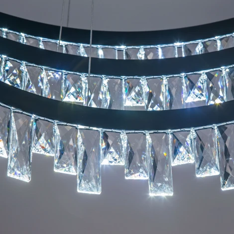 Подвесная люстра ярусная Eletto Celeste Nero EL320P120.1 (LED, 220V, хрусталь, на тросе, круглые, кольцо)