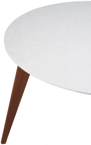 Стол R-Home Лунд круглый д.860 мрамор Бьянко Темный орех