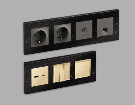 Рамка Ambrella Volt ALFA Grand (Черный мрамор) 3-ая AF930703