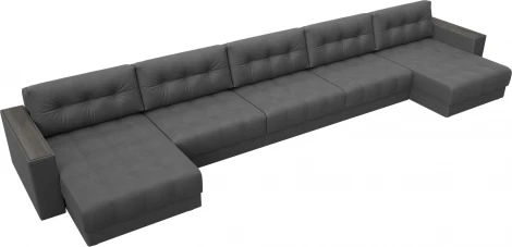 Диван П-образный с декором Лига-049 НПБ Мегалонг Лига Диванов (Замша) арт.128547