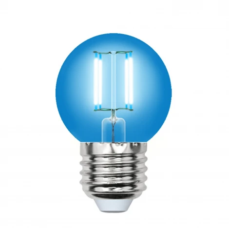 Лампочка светодиодная шар синяя E27 5W Uniel LED-G45-5W/BLUE/E27 GLA02BL