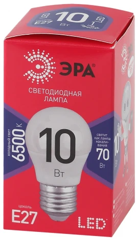 Лампочка светодиодная E27 10W ЭРА LED P45-10W-865-E27 R
