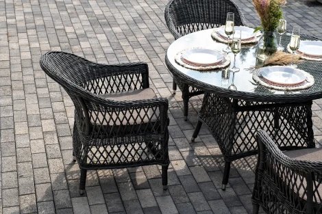 "Дольче" обеденная группа из искусственного ротанга, цвет графит 4SIS арт.УТ-00007673