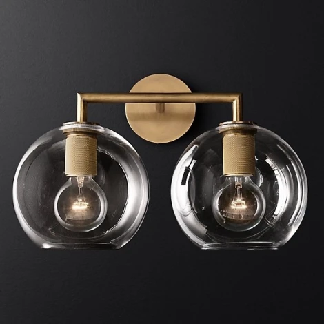 Бра Rh Utilitaire Globe Shade Double Sconce Brass ImperiumLoft 44,539 (123273-22) (220V, шар)