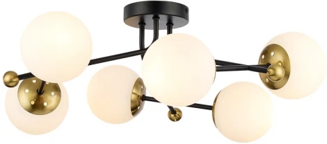 Потолочная люстра на штанге Lumion Melody 6581/6C черный, золотой/белый металл /стекло E14 6*40W 220V